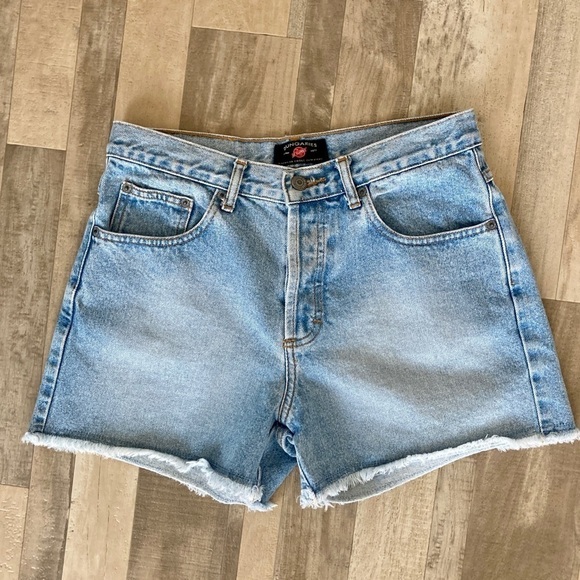 VINTAGE Dungarees Button Fly Cutoff Denim Jean Shorts - Picture 1 of 13